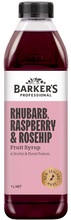 Load image into Gallery viewer, Barker's Professional Rhubarb, Raspberry &amp; Rosehip Syrup 1L
